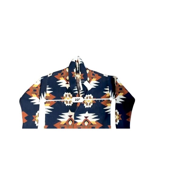 Lucky Brand Women Aztec Print Open Front Cardigan Sweater Navy Multicolor L NWT - Picture 5 of 7
